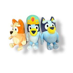 Bluey Plush Lot of 3 Bingo Bluey & Royal Bluey Crown Plush Trio